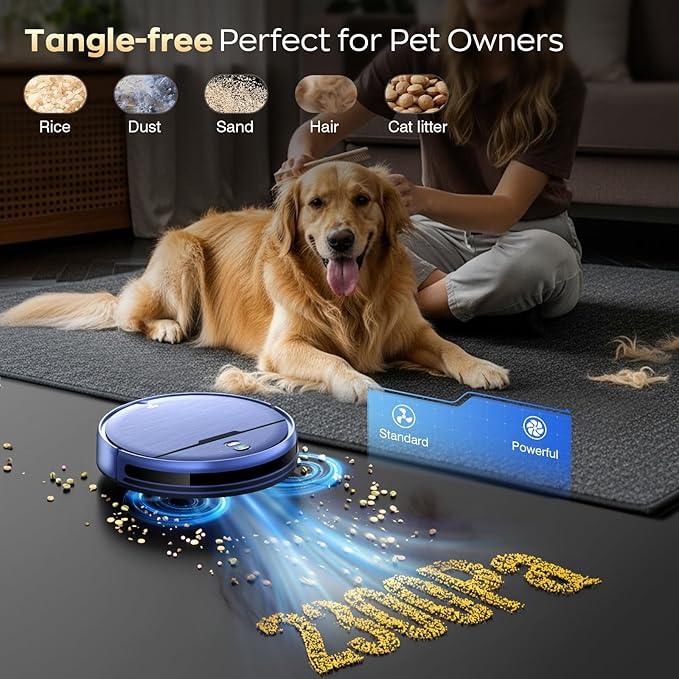 Robot Vacuum and Mop Combo with APP/Voice/Remote Control, Robot Vacuum Cleaner Schedule, Strong Suction, Tangle-Free, Slim, Auto Recharge for Homes with Pets, Low Pile Carpet, Hard Floors - NeatNest