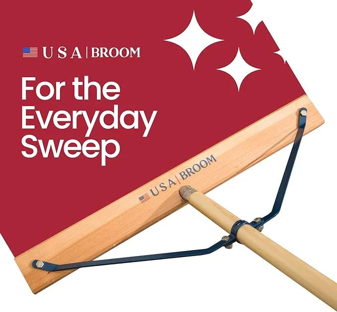 2 Pack Bundle - 24" Everyday Sweep Indoor/Outdoor Push Broom with 60" Handle. Ideal for Garages & Shops. Durable American Made Steel Brackets-All Stainless Steel Hardware. No Plastic. 100% USA Made. - NeatNest