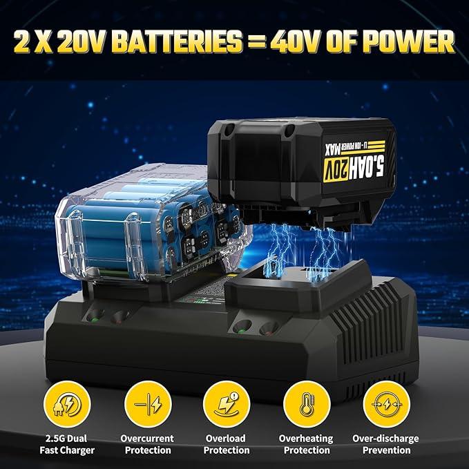 40V Leaf Blower Cordless with 2 X 5.0Ah Batteries and Charger, 40V Powerful Brushless Motor Up to 680CFM Blower for Lawn Care, 4-Variable Speed Turbo Mode with Power Boost - NeatNest