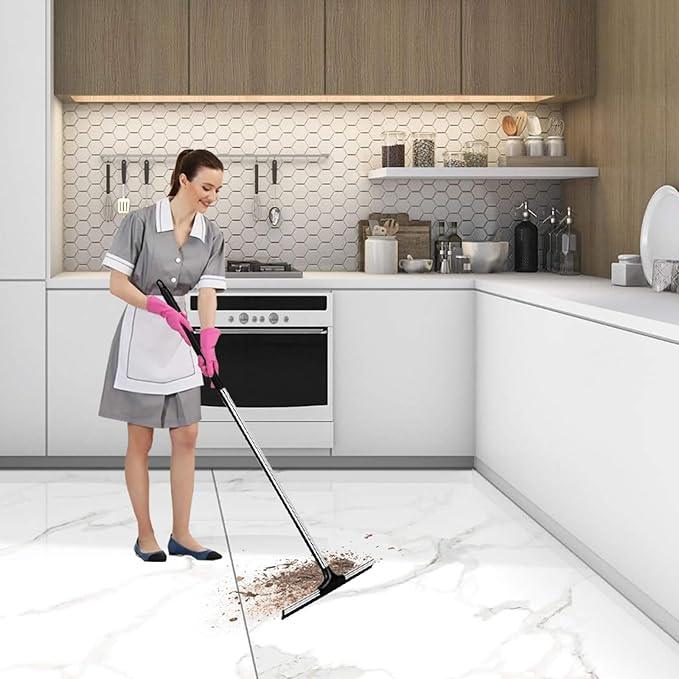 Floor Squeegee Scrubber 59" Long Stainless Steel Handle with 10" Wide Silicon Rubber Blade for Floor Washing and Drying Shower Glass, Garage, Windows, Marble, Wood Surfaces - NeatNest
