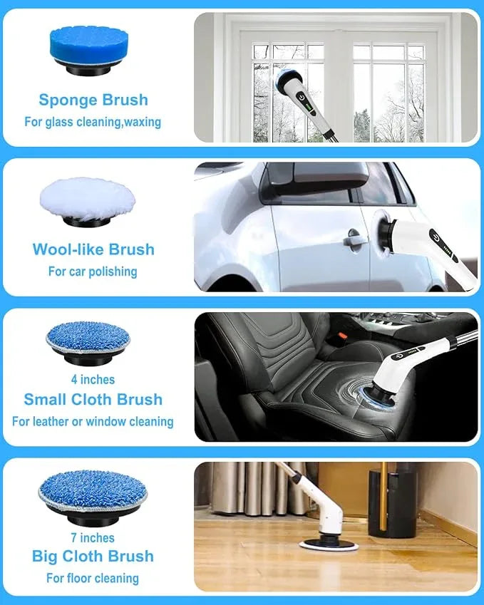Leebein Electric Spin Scrubber, Cordless Cleaning Brush with 8 Replaceable Brush Heads, Tub and Floor Tile 360 Power Scrubber Dual Speed with Adjustable & Detachable Handle for Bathroom Kitchen Car - NeatNest