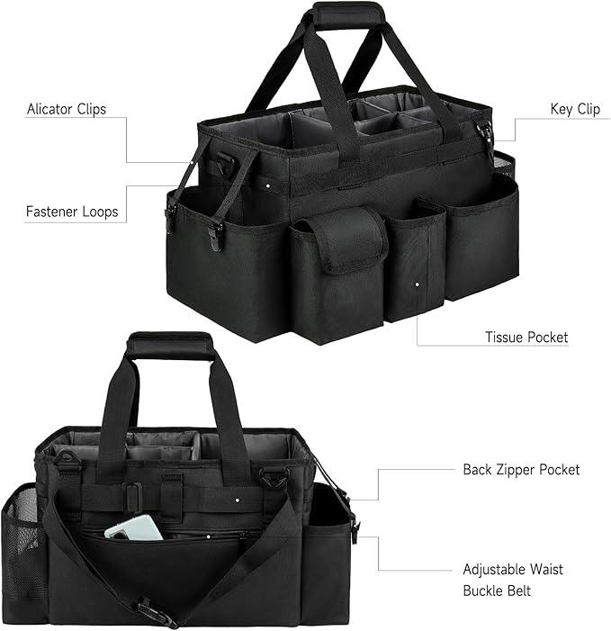 Cleaning Caddy Bag,Large Cleaning Supplies Organizer with Handle for Housekeepers, Black - NeatNest