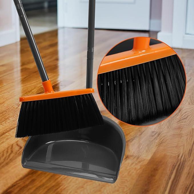 Long Handle Broom with Dustpan Combo Set for Office Home Kitchen Lobby Floor Cleaning Broom Dustpan for Indoor&Outdoor Sweeping - NeatNest