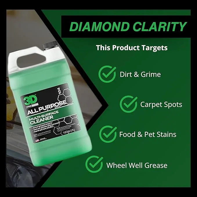 3D All Purpose Cleaner – High-Performance Interior & Exterior Car Cleaner for Vinyl, Leather, Plastic, Fabric, Carpet & More - 1 Gallon - NeatNest