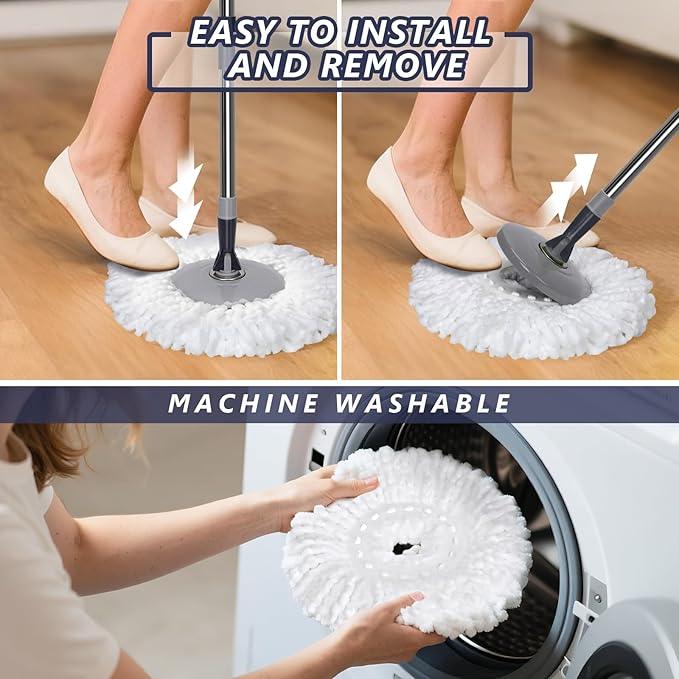 Spin Mop and Bucket Set,Masthome EasyWring Microfiber Spin Mop with 3 Mop Pads,Pedal Spinning Mops and Bucket with Wringer Set for Floor Cleaning - Home & Office Suitable - NeatNest
