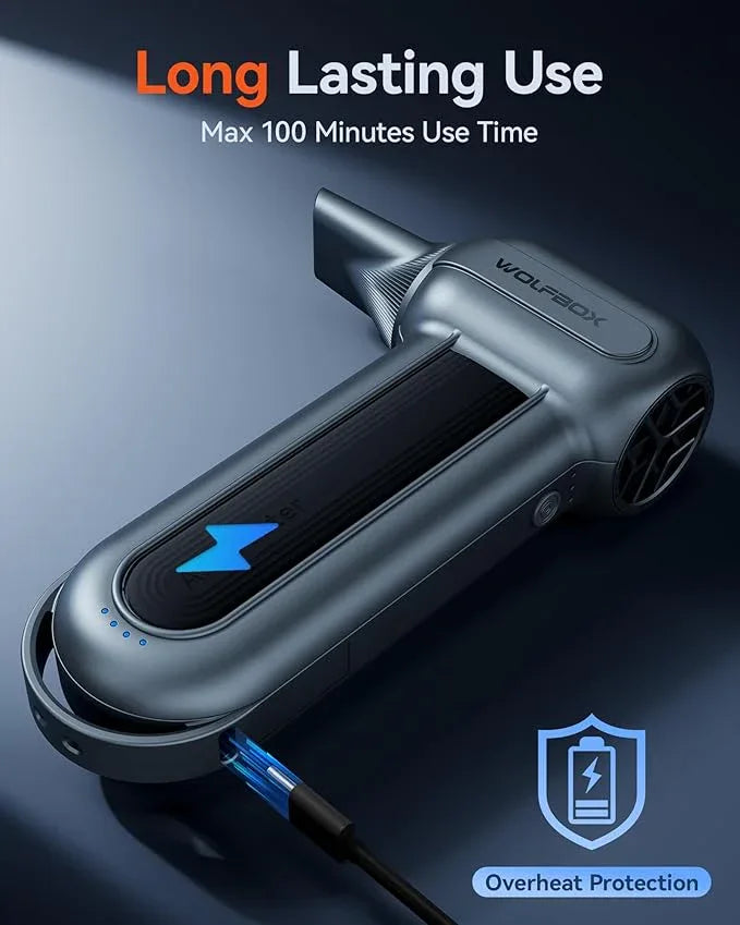 WOLFBOX MF100 Electric Air Duster-150000RPM Super Power Cordless Air Duster, Rechargeable Brushless Motor Durable Blower, 3-Gear Adjustable Dust Blower for Computer, Keyboard, Outdoor, House and Car - NeatNest