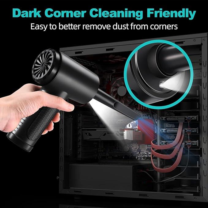 Compressed Air Duster, Keyboard Cleaner - Replace Compressed Canned Air - Portable Electric Air Duster Reusable Rechargeable Air Blower for Computer Keyboard Electronics Pet House, (91000RPM/7500mAh) - NeatNest