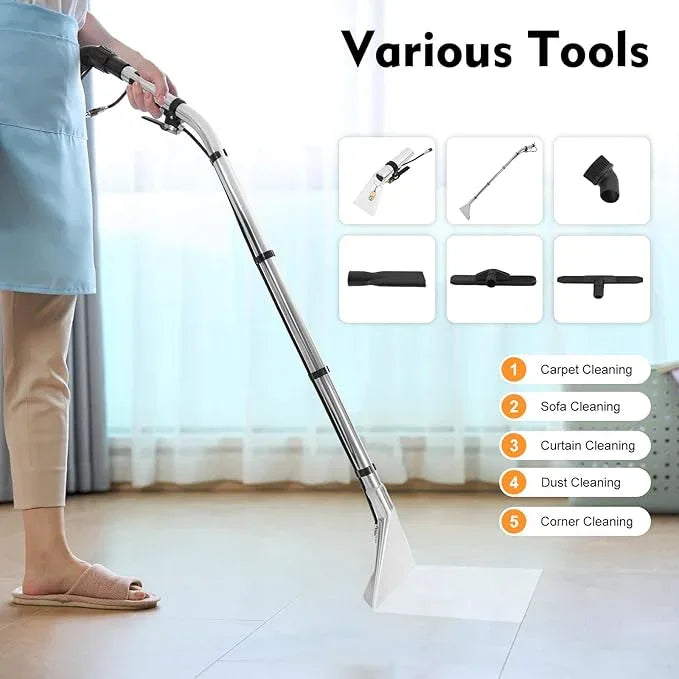 Commercial Carpet Cleaner, 40L Professional Carpet Cleaners Machine with 6 Suction Tools, 1049W Wet Dry Extractor Vacuum Washing Machine for Sofas, Curtains - NeatNest