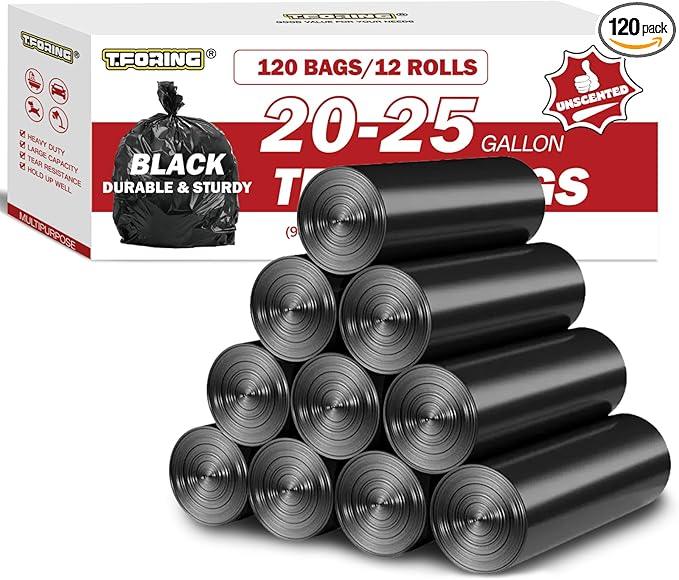Black Trash Bags 20-25 Gallon 120 Count - 30" x 33" Large Kitchen Garbage Bags, 20+ Gallon Trash Can Liners Unscented, Multipurpose for Home, Office, Daily Household Use - NeatNest