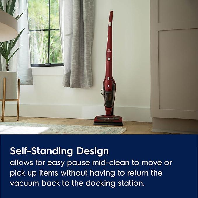 Electrolux Ergorapido Pet Cordless 2-in-1 Vacuum Cleaner with Motorized Pet Nozzle for Easy Pet Hair Removal, 48-Minute Run Time, 2 Power Modes, Chili Red - NeatNest