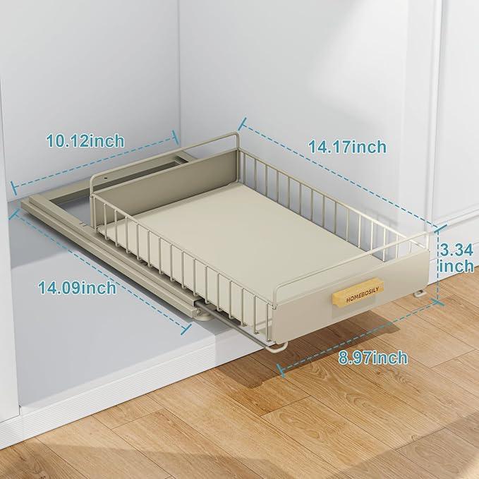 Under Sink Organizer, 2 Pack Pull Out Kitchen Cabinet Organizer, Mute Slide-Out Under Sink Organizers and Storage, Metal Kitchen Bathroom Organizers and Storage Shelves, Grey - NeatNest
