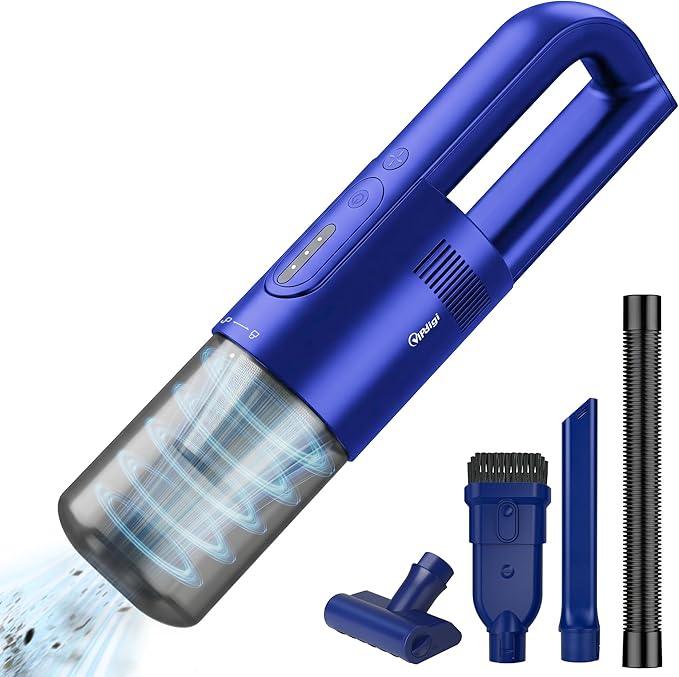 Handheld Vacuum Cordless, 5-in-1 Car Vacuum Portable Cordless 30 Mins Rapid Rechargeable Hand Vacuum Brushless Motor 19000Pa Strong Suction, Dust Busters for Car Home with 4 Nozzles, Blue - NeatNest