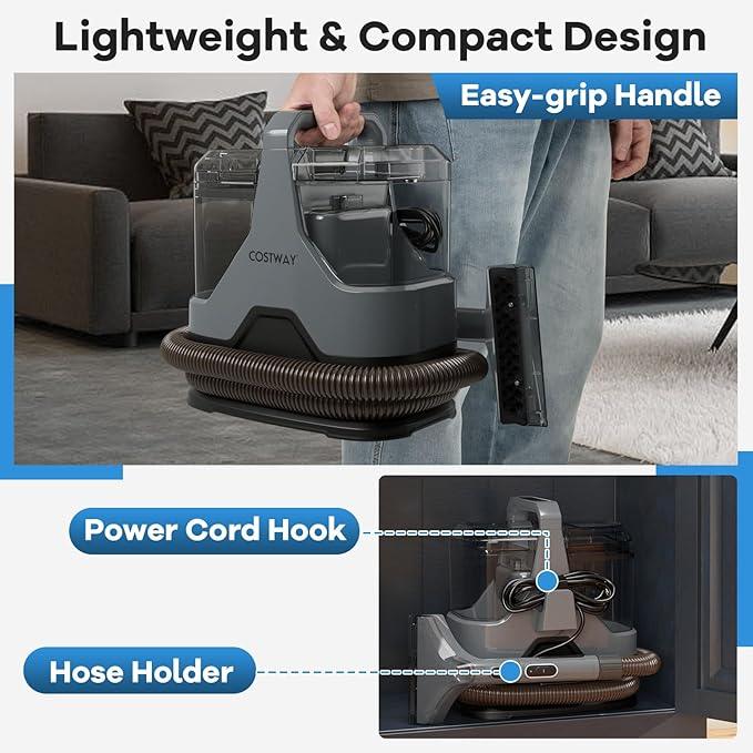 COSTWAY Upholstery Cleaner Machine, Portable Spot Cleaner with 15Kpa Powerful Suction, 600W Cleaning Machine with Versatile Attachments for Couch, Stairs, Carpet, Pet Messes - NeatNest