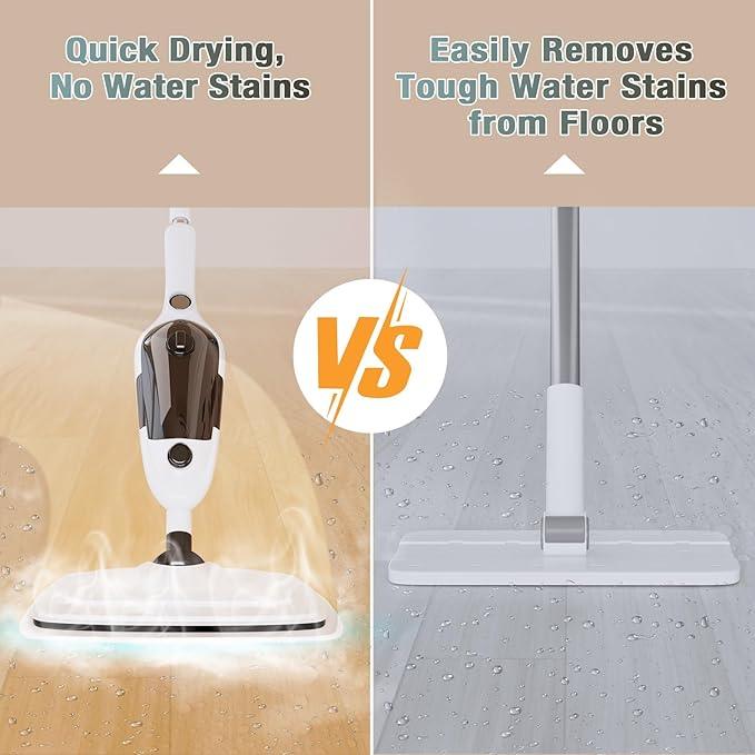 11-in-1 Steam Mop, Powerful Handheld Steam Cleaner for Home with 23FT Cord &15.2 OZ Water Tank, 3 Steam Modes MultiPurpose Steam Mop for Hardwood Floors, Clothes, Tile, Windows, Carpet - NeatNest