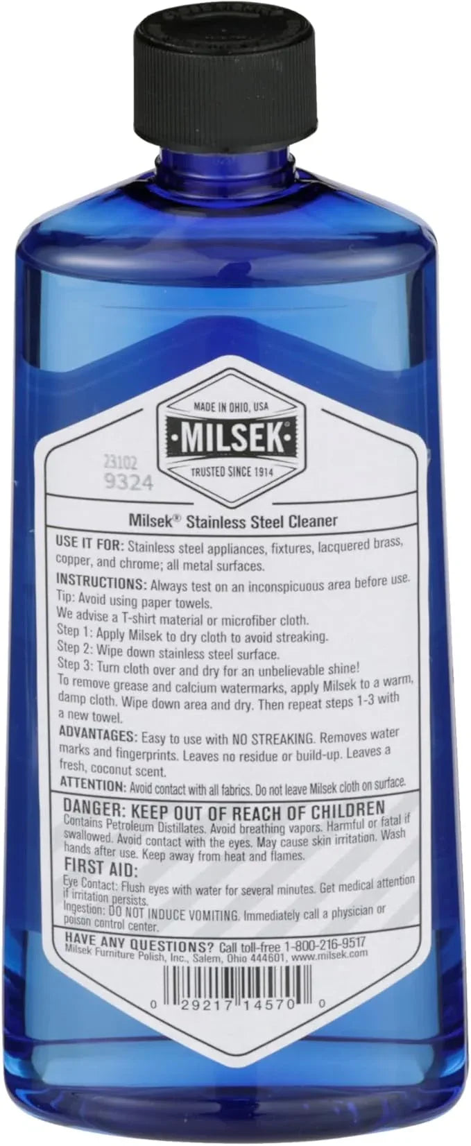 Milsek Stainless Steel Cleaner & Microfiber Cloth, 12-Ounce - NeatNest