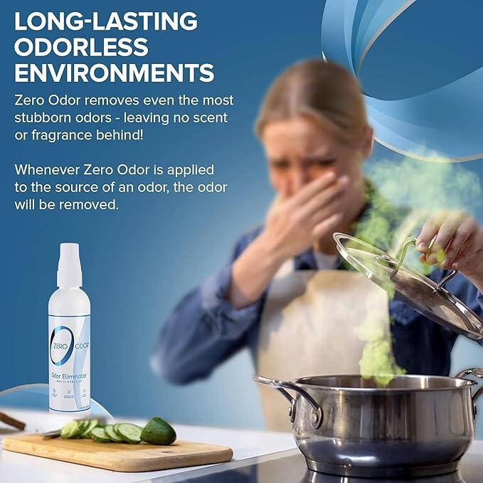 Zero Odor Multi-Purpose Odor Eliminator - Eliminate Air & Surface Odor – Patented Technology Best for Bathroom, Kitchen, Fabric, Closet- Smell Great Again, 8oz (Over 1000 Sprays) - NeatNest