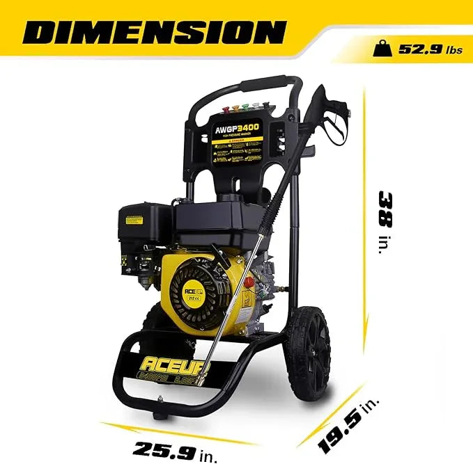 Aceup Energy 3400 PSI Gas Pressure Washer 2.6 GPM 212cc High Pressure Power Washer for Garden, Cars, Wall - NeatNest