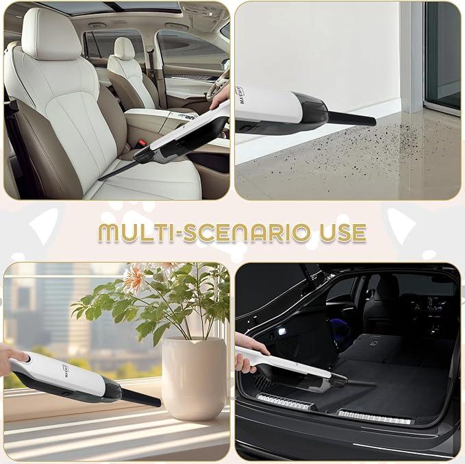 Handheld Vacuum Cordless,15KPA High Power Suction,USB Quick Charge,Car Vacuum Cleaner with Storage Dock,Lightweight Rechargeable Dust Buster with Crevice Tool Pet Brush Hand Vac for Home,White - NeatNest