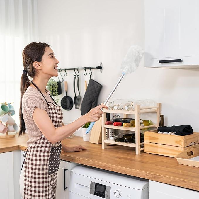 Vesici 300 Pcs Duster Refills Compatible with Swiffer Dusters Bulk Disposable Replacement Thickened with 1 Handle Heavy Duty for Cleaning, Office (White) - NeatNest