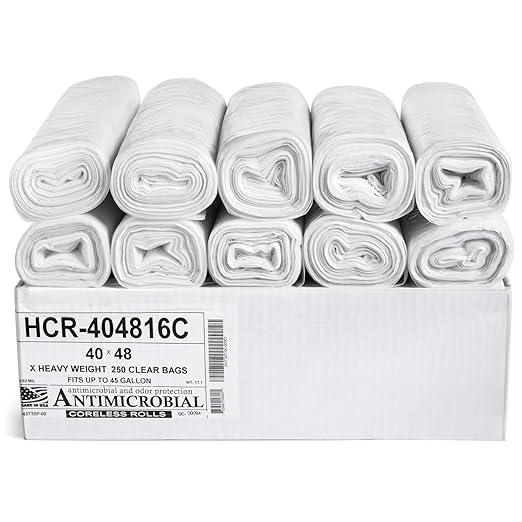 Aluf Plastics 45 Gallon Clear Trash Bags 40" x 48" - 16 Micron Equivalent High Density Value Garbage Bags, HCR-404816C (Pack of 1, 250 Count Total) - NeatNest