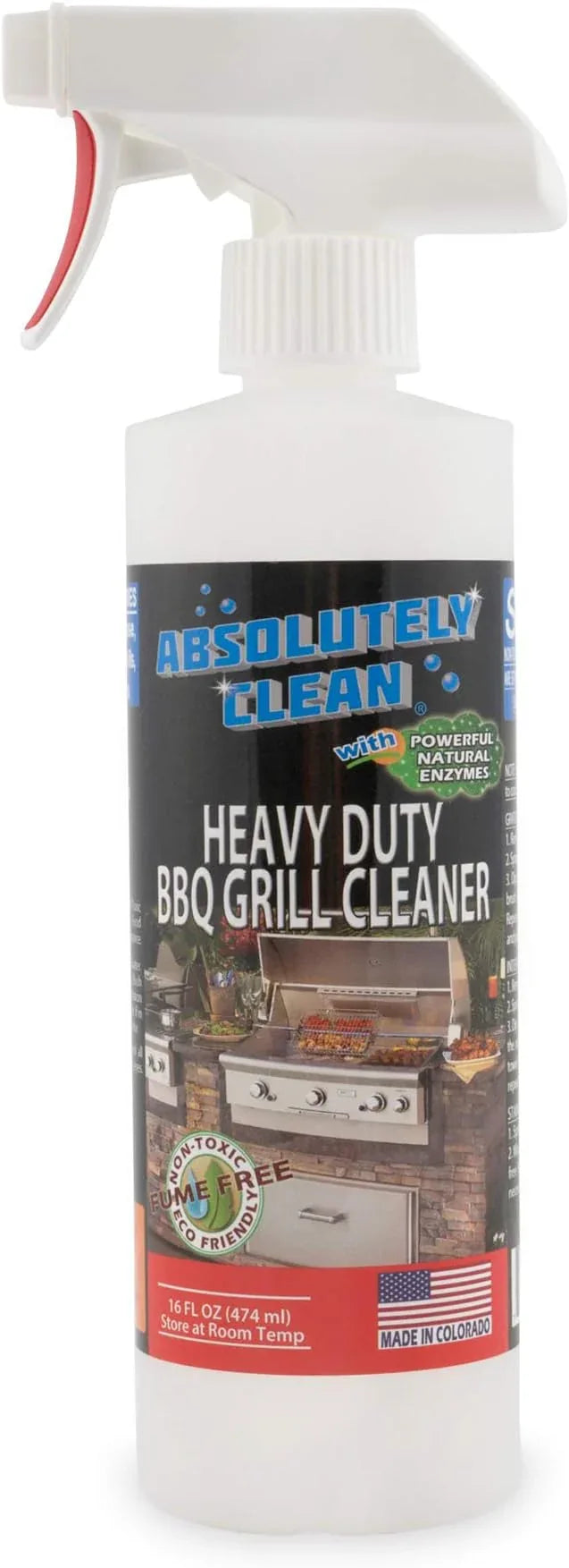 Absolutely Clean IT JUST WORKS GREAT as Grill Cleaner Spray! - Professional Strength, Natural Enzyme Formula - Fast Acting, Fume Free - USA Made (16oz Spray Bottle) - NeatNest