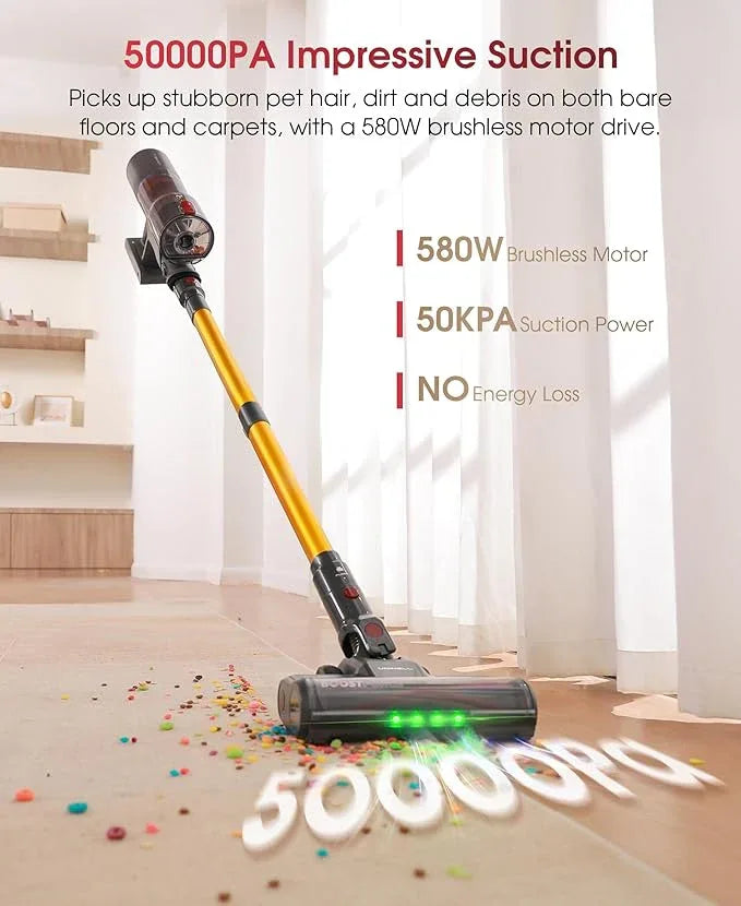 UNINELL HOME Cordless Vacuum Cleaner, 48000Pa 550W 65Mins Vacuum Cleaners for Home,LED Touch Display, Anti-Tangle Stick Vacuum Self-Standing, Vacuum Cordless Rechargeable for Pet Hair/Carpet - NeatNest