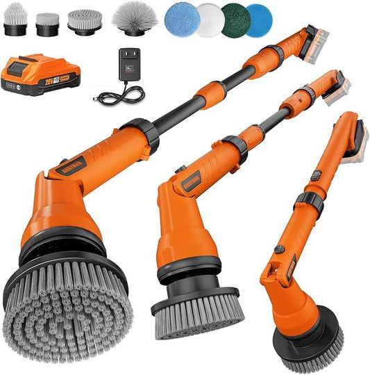 Alloyman 1200RPM Electric Scrubber for Floors,Walls - Replaceable Battery Design for Outdoor Garden, Patio Cleaning Stubborn Stains,Yellow/Black - NeatNest