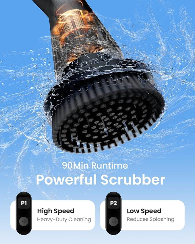 Leebein Electric Spin Scrubber, 2025 New Cordless Cleaning Brush Bathroom Scrubber, IPX7 Waterproof Shower Scrubber with 7 Brush Heads, Extendable Long Handle and 2 Speeds Scrubber for Bathtub Floor - NeatNest