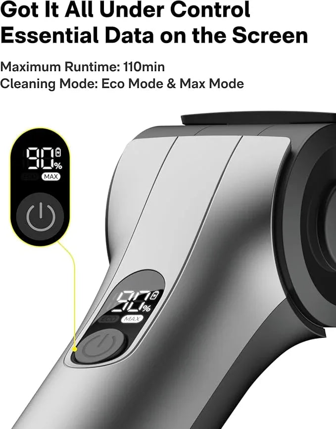 HOTO Flexi™ Cordless Electric Spin Scrubber, Adjustable Angle, Extendable Handle, Smart Display, IPX7 Waterproof, Powerful Cleaning Scrubber with 8 Replaceable Brush Heads, for Bathroom, Tile, Bathtub - NeatNest