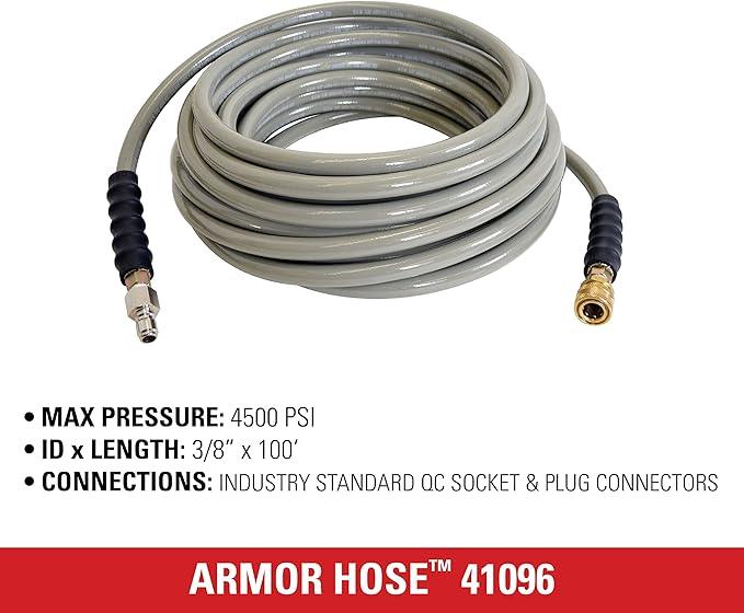 Simpson Cleaning 41096 Armor Series 4500 PSI Pressure Washer Hose, Hot and Cold-Water Use, 3/8 Inch by 100 Feet - NeatNest