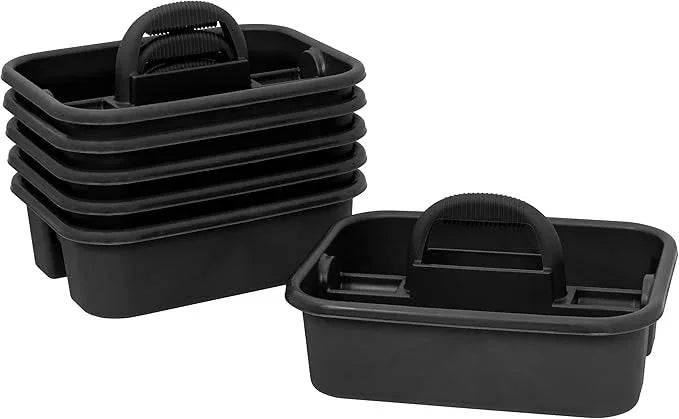 Akro-Mils 09185 Plastic Tote Tool & Supply Cleaning Caddy with Handle, 18-3/8-Inch x 13-7/8-Inch x 9-Inch, Black - NeatNest