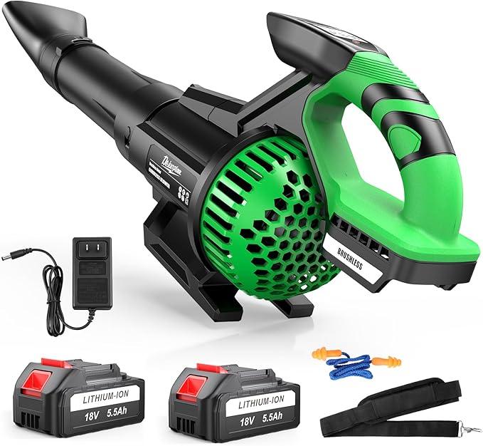 Leaf Blower Cordless with Battery and Charger, 2X 5500 mAh Batteries, 710 CFM/180 MPH Brushless Electric Leaf Blower with Shoulder Strap, 3-Speed Modes, Handheld Blowers for Lawn Garden Yard Care - NeatNest
