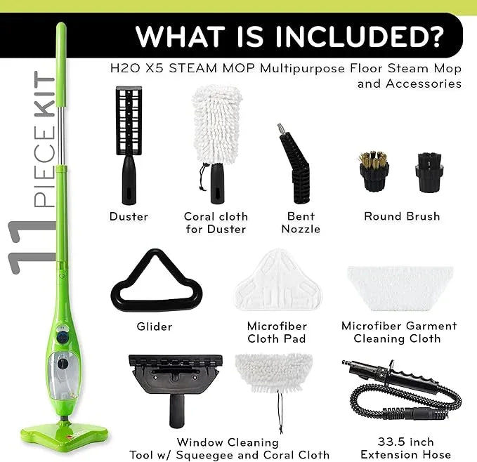 H2O X5 5-in-1 Multi-Purpose Steam Mop, Handheld Steam Cleaner, Adjustable Height, Removable Tank, Large Capacity, Rapid Heat Up, Steam Control, Lightweight, High Pressure - NeatNest