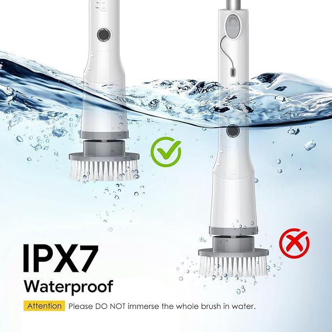 Electric Spin Scrubber, 2025 New Cordless Cleaning Brush, Shower Cleaning Brush with 7 Replaceable Brush Heads, Power Scrubber 3 Adjustable Speeds, Detachable Long Handle & IPX7 Waterproof - NeatNest