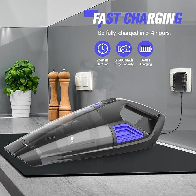 Handheld Vacuum Cordless Cleaner,Powerful Portable and Dust Buster Hand Vcauum Rechargeable with Large-Capacity Battery for CarPetOfficeHome(Dark Blue) - NeatNest