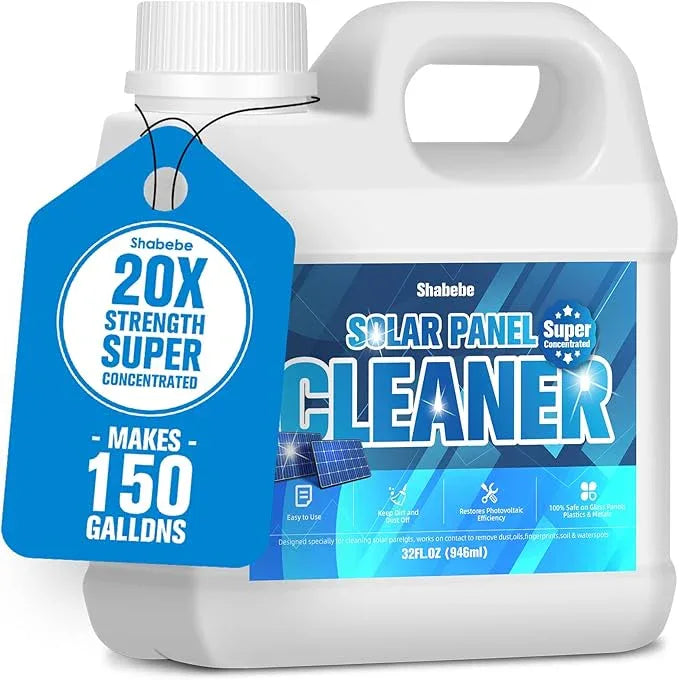 Solar Panel Cleaner 32oz (Makes 150 Gallons) - 20X Strength Super Concentrated Glass & Solar Panel Cleaning, Industrial Grade Streak-Free Fast Dry Remove Oils, Water Spots, Dust, Droppings - NeatNest