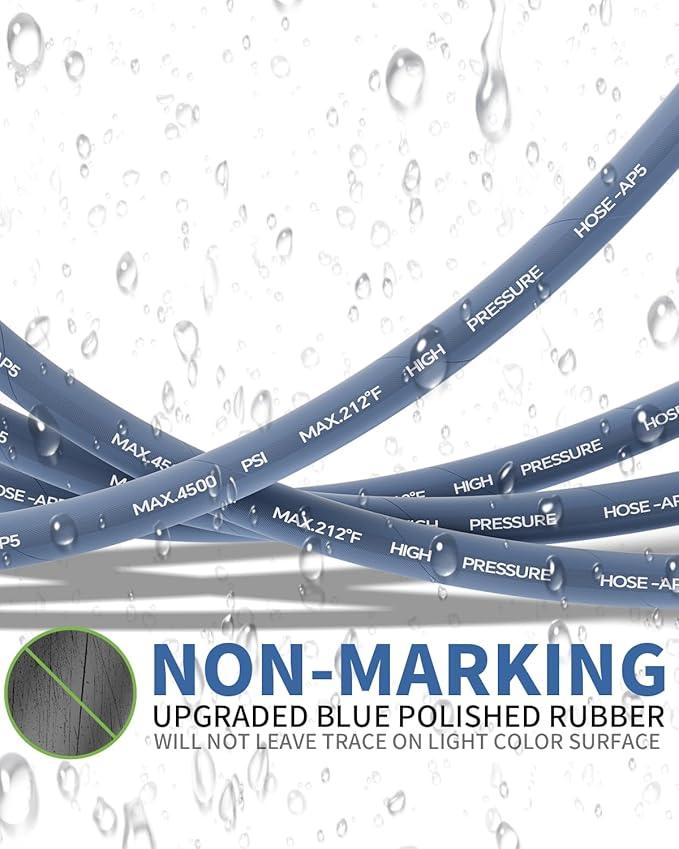 Pressure Washer Hose 75FT 3/8" for Cold and Hot Water 212°F, with Swivel Quick Connect, 4500PSI Kink Resistant Grade Steel Wire Braided, Power Washer Hose With 2pcs M22-14mm Adapter - NeatNest