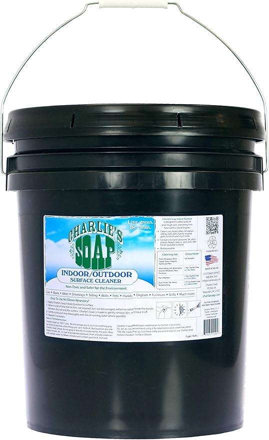 Charlie's Soap Indoor & Outdoor Surface Cleaner (5 Gallon Bucket) Natural Outdoor Cleaning Spray – Safe for Indoor Use – Non-Toxic and Biodegradable - NeatNest