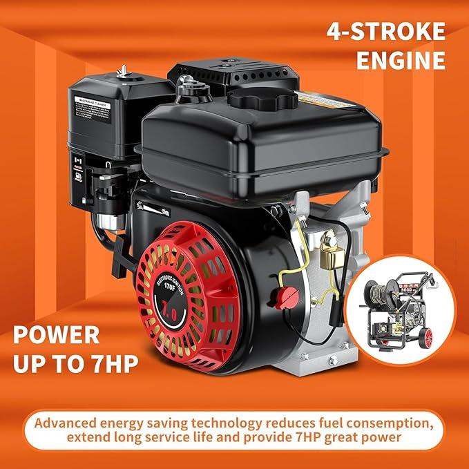 3600 PSI Gas Powered Commercial High Pressure Washer with 212cc 4HP Engine 3.3GPM Electric Start, Includes Hose Reel 50 FT 3/8 inch Hose 5 Quick Connect Nozzles Spray Gun and Wand - NeatNest