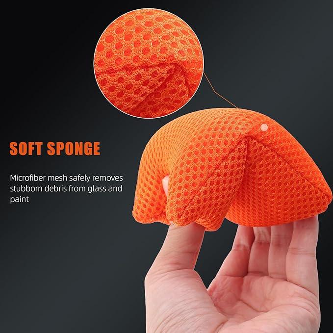 SPTA Mesh Bug Sponge, Bug Remover Car Wash Sponge for Cleaning Bugs and Tar, 4.8 inch by 3.2 inch, Cars Exterior - Ultra Soft Mesh Car Wash Sponges Non Scratch -10 Pack/Sets -WF020B10 - NeatNest