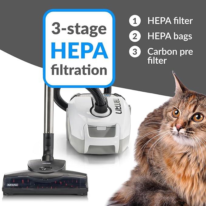 Prolux Tritan Bagged Canister Vacuum Cleaner with Sealed HEPA Filtration, 5-Speed Motor, Best Rated Canister for Pet Hair and Home Cleaning - NeatNest