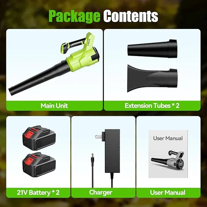 Cordless Leaf Blower 21V with 2 Batteries – 150 MPH Powerful Handheld Electric Blower, 420 CFM, Lightweight 5 lbs, Stepless Speed, Long Runtime for Yard Lawn Garden Patio - NeatNest