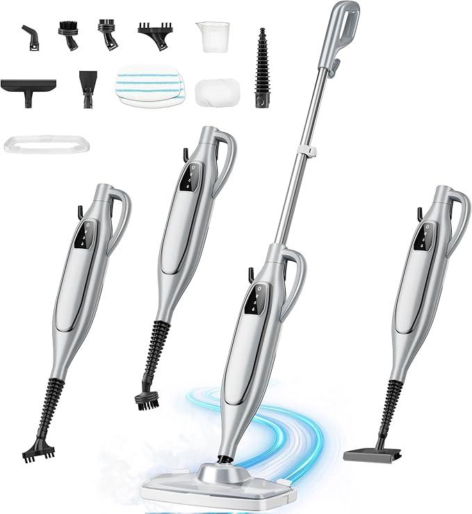 Steam Mop, 11-in-1 Powerful Handheld Steam Cleaner with 11.8 OZ Removable Tank, Detachable Steam Mops for Floor Cleaning with 23FT Power Cord, MultiPurpose Steamer for Hardwood Tile Carpets Furniture - NeatNest
