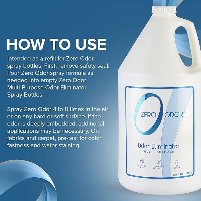Zero Odor - Multi-Purpose Strong Odor Eliminator for Home, Office, Car, Bathroom, Hotel, Room Deodorizer, and Odor Neutralizer, 128oz Refill - NeatNest