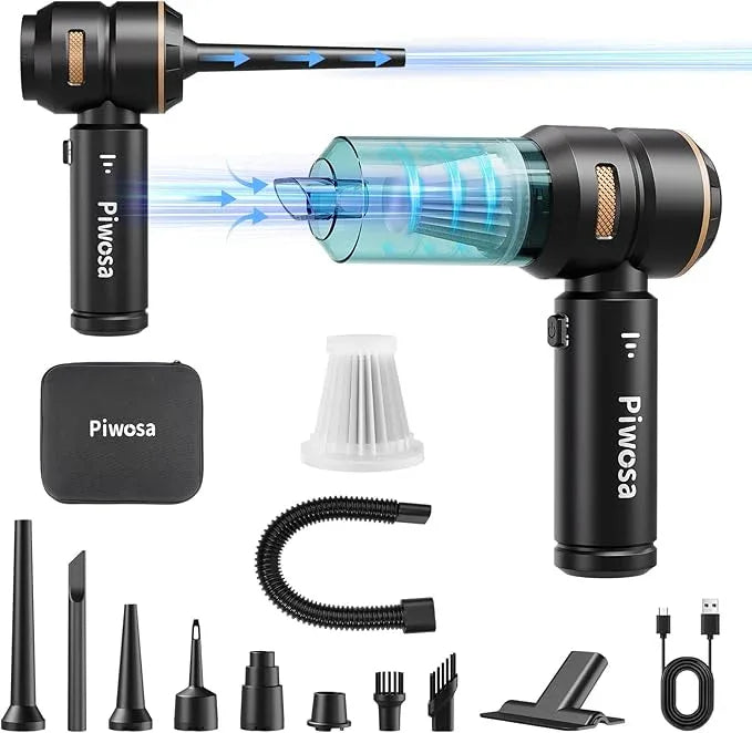 Handheld Vacuum Cordless, Car Vacuum Cleaner with Brushless Motor, Strong Suction Vacuum & Compressed Air Dusters with LED Light, Wireless Mini Portable Hand Vacuum Blower for Home, Pet (Black) - NeatNest