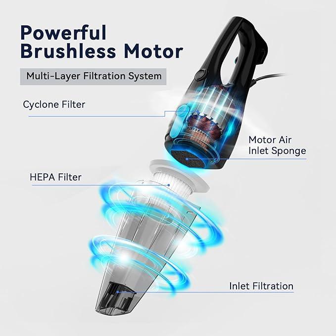 Corded Vacuum Cleaner, 4-in-1 Vacuum Cleaners for Home 15Kpa Power Suction Lightweight Corded Stick Vacuum with HEPA Filter Converts to Small Handheld Vacuum for Home, Pet Hair, Carpet, Hard Floors - NeatNest