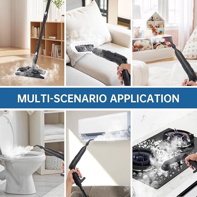 Steam Cleaner, Powerful Heavy Duty Canister Steamer with 34 Accessories, Steam Mop with 16.4 Ft Extra-Long Power Cord for Home Floor Cleaning, Grout, Upholstery, Car Detailing, White - NeatNest