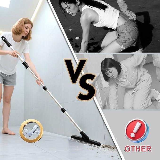 BITOPE Grout Brush Cleaner with Adjustable Long Handle Swivel V-Shaped Stiff Bristles Scrubber for Cleaning Tile Crevice Line Corner Bathroom Shower Baseboards Hard to Reach Areas-56 inch - NeatNest