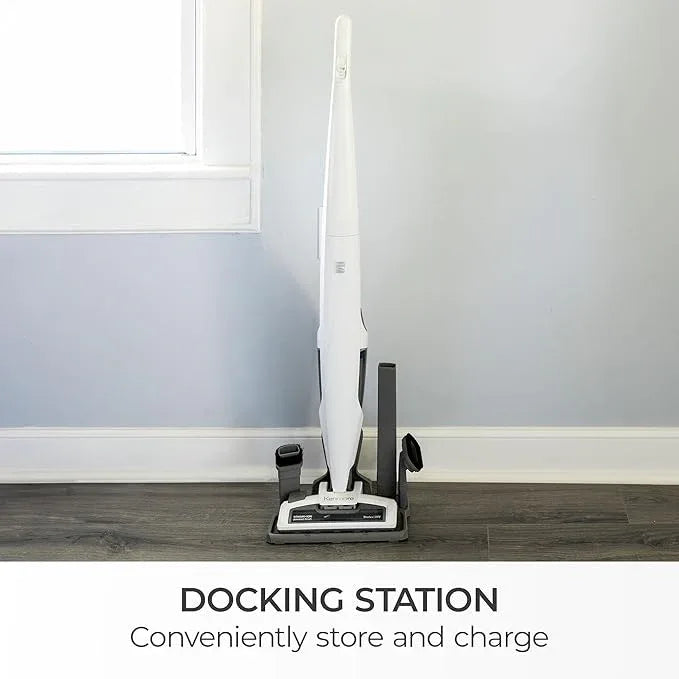 Kenmore DS1030 Cordless Stick Vacuum Lightweight Cleaner 2-Speed Power Suction LED Headlight 2-in-1 Handheld for Hardwood Floor, Carpet & Pet Hair, White - NeatNest