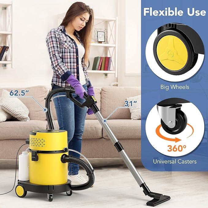 COSTWAY Wet Dry Vacuum Cleaner, 4-in-1 Portable Carpet & Upholstery Cleaner Machine with 5.5 Peak HP & 17 KPA Max Suction, Shampoo Vac Cleaner with Attachments for Floor, Stair, Sofa, Car, Gap - NeatNest
